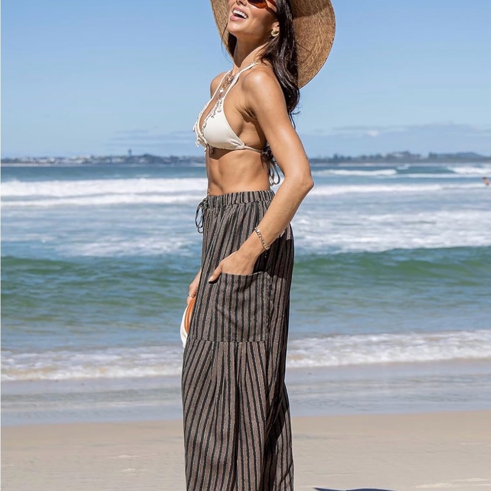 TARSE Womens Linen Wide Leg Pants - Picture 3 of 4